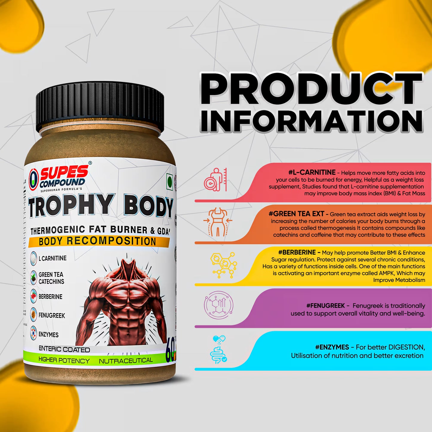 trophy body fat burner & body recomposition - strong nation supps