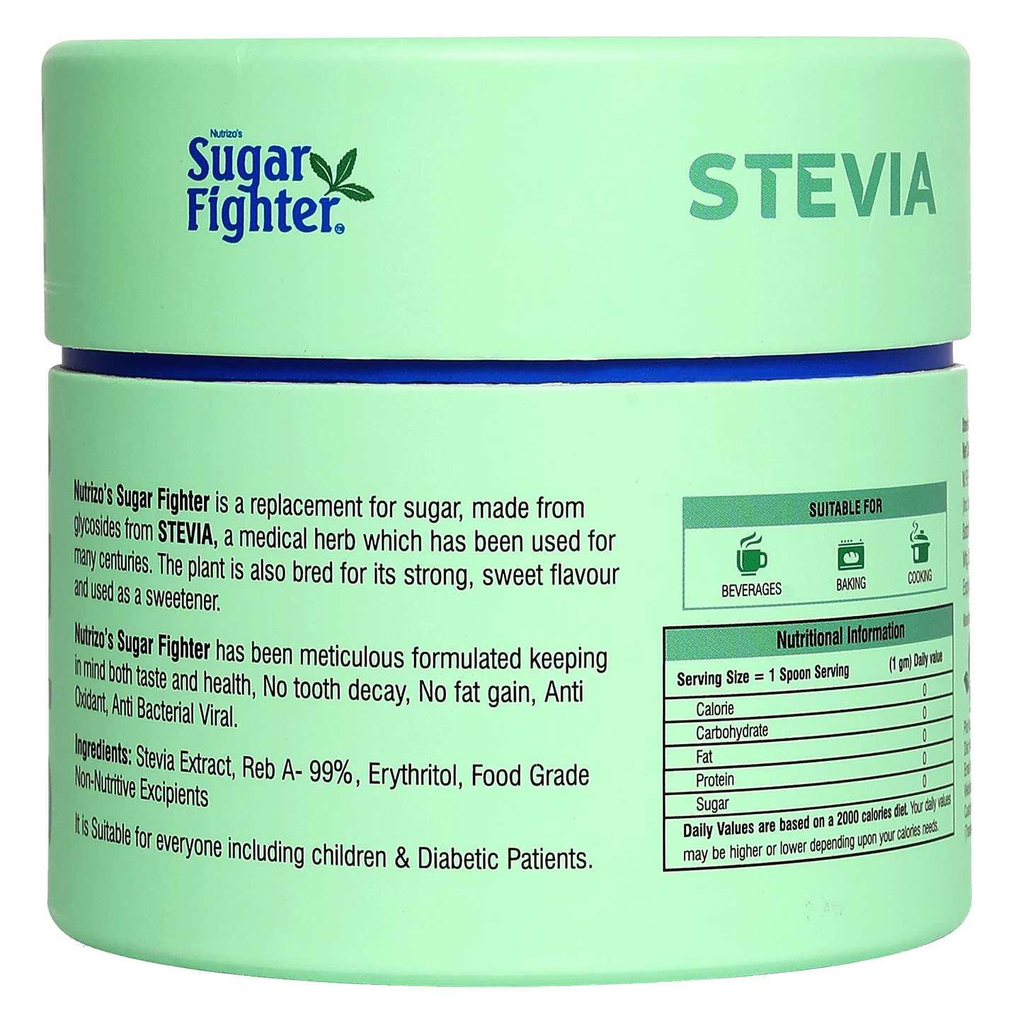stevia powder jar 100 g - strong nation supps