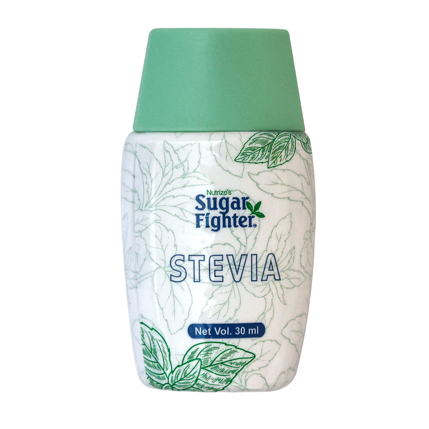 Nature's Sugar Fighter Stevia bottle with green cap on a white background