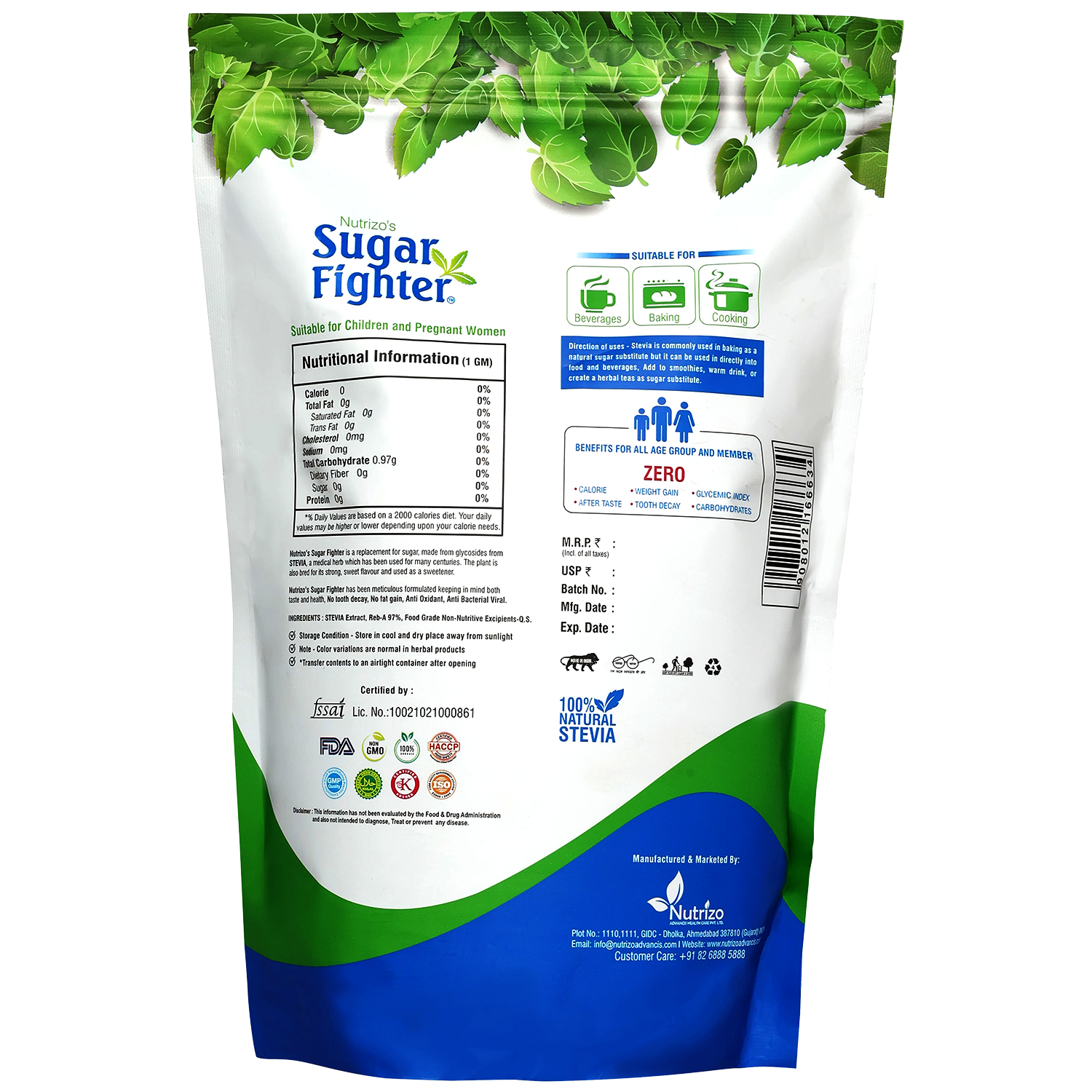 Stevia Powder 1 Kg for Sweets & Bakery - Strong Nation Supps