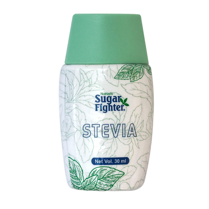 Nature's Sugar Fighter Stevia bottle with green cap on a white background