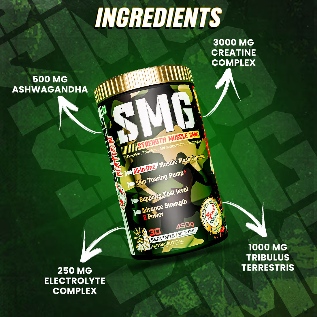 smg - strength muscle gainz - strong nation supps